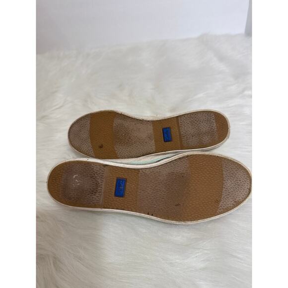 Keds Foxing Triple Stripes Teal Brown Orange Brushed Metallic Gold Sneakers - Picture 8 of 9